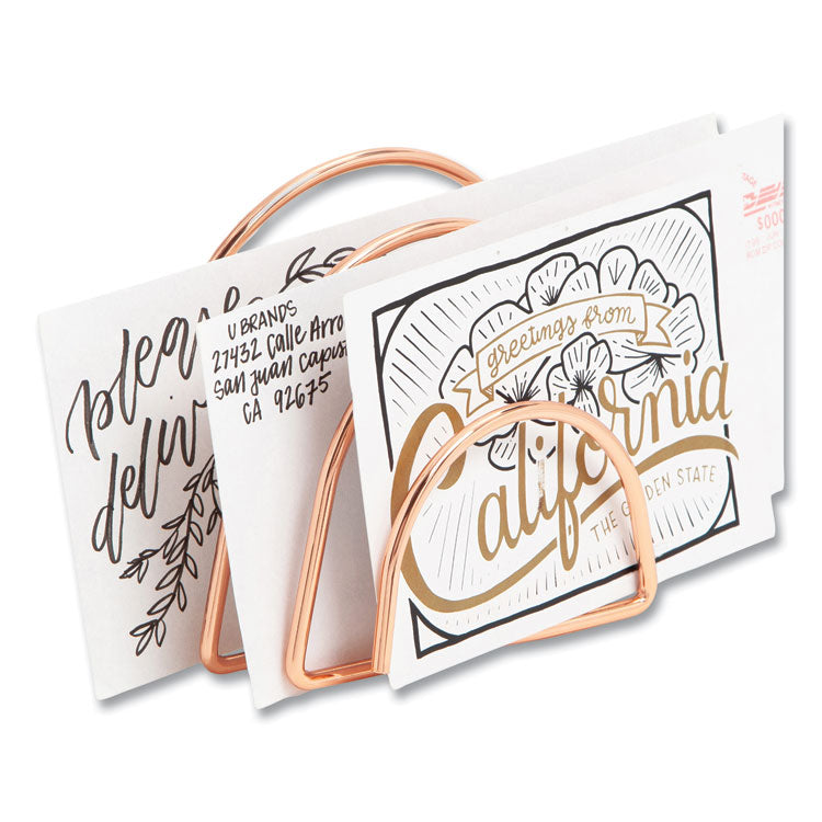 Letter-Size Desktop Fashion Filing Set, Rose Gold, (1) Rack, (3) Hanging Folders, (3) File Folders, (2) Trays,(1) Mail Sorter