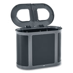 ENHANCE PILL Dual Stream Waste Receptacle, (2) 23 gal Capacity Bins, Metal, Umbra Gray/Pearl Gray