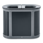 ENHANCE PILL Dual Stream Waste Receptacle, (2) 23 gal Capacity Bins, Metal, Umbra Gray/Pearl Gray
