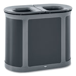 ENHANCE PILL Dual Stream Waste Receptacle, (2) 23 gal Capacity Bins, Metal, Umbra Gray/Pearl Gray