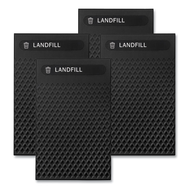 Large Prelabeled Landfill Waste Panels for Tailor and Landmark Series Containers 20.72" x 0.5" x 34.33", Black, 4/Carton