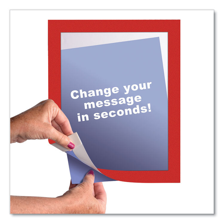 Self-Adhesive Sign Holders, 8.5 x 11 Insert, Clear with Red Border Frame, 2/Pack