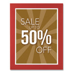 Self-Adhesive Sign Holders, 8.5 x 11 Insert, Clear with Red Border Frame, 2/Pack