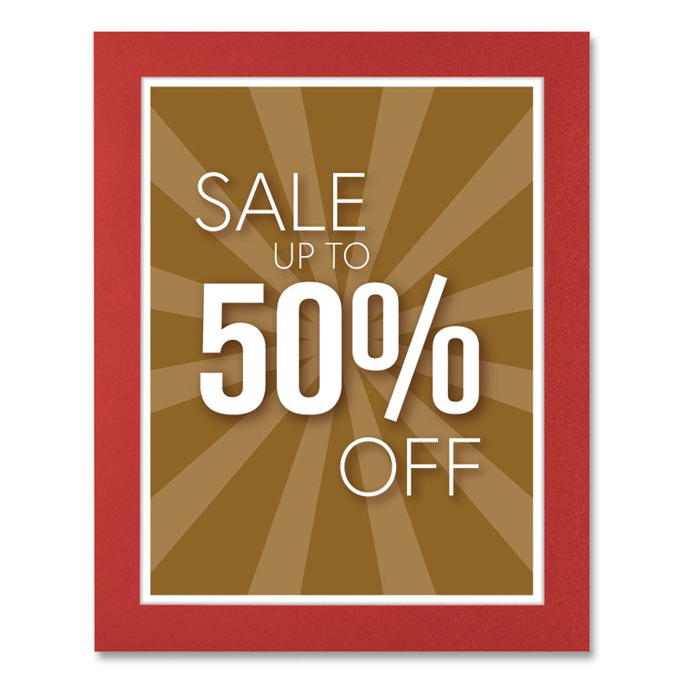 Self-Adhesive Sign Holders, 8.5 x 11 Insert, Clear with Red Border Frame, 2/Pack