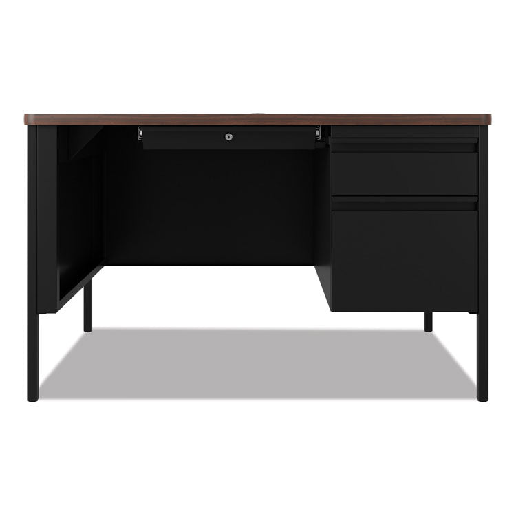 Teachers Pedestal Desks, One Right-Hand Pedestal: Box/File Drawers, 48" x 30" x 29.5", Walnut/Black