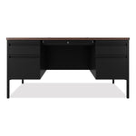 Teachers Pedestal Desks, Left and Right-Hand Pedestals: Box/File Drawer Format, 60" x 30" x 29.5", Walnut/Black