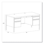 Teachers Pedestal Desks, Left and Right-Hand Pedestals: Box/File Drawer Format, 60" x 30" x 29.5", Walnut/Black