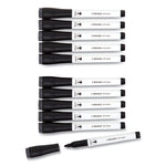 Medium Point Low-Odor Dry-Erase Markers With Erasers, Medium Bullet Tip, Black, Dozen