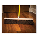 Palmyra Push Broom Kit, 24 x 64, Metal Handle, Yellow/Brown
