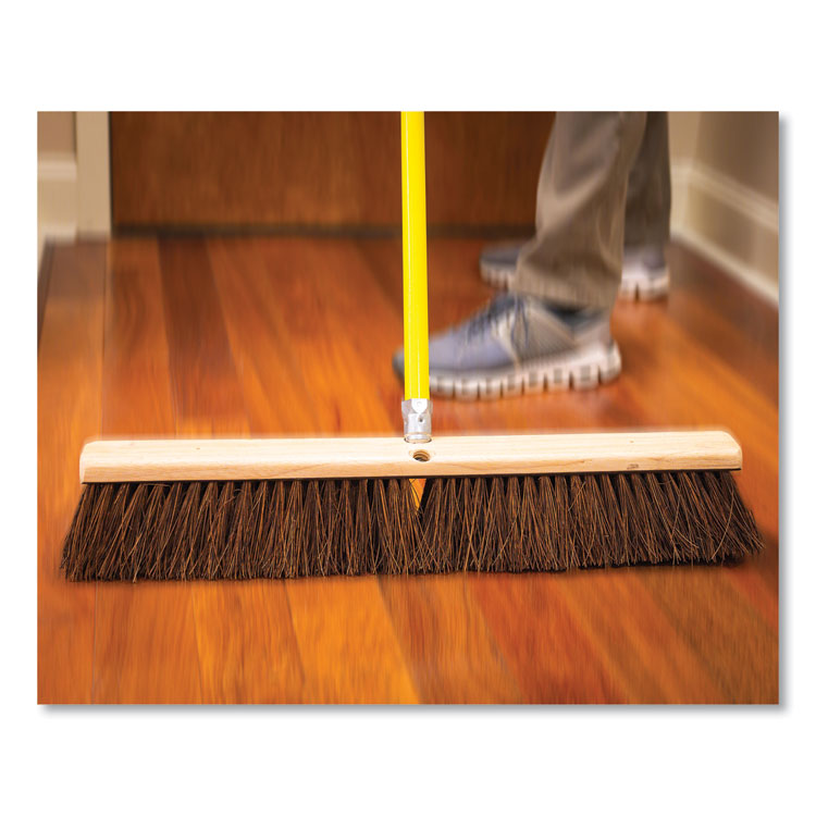 Palmyra Push Broom Kit, 24 x 64, Metal Handle, Yellow/Brown