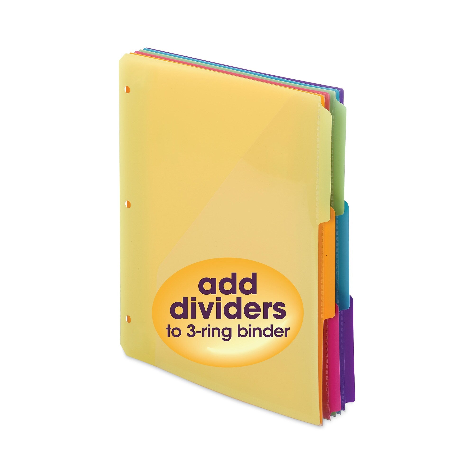 Smead™ Three-Ring Binder Poly Index Dividers with Pocket, 9.75 x 11.25, Assorted Colors, 30/Box