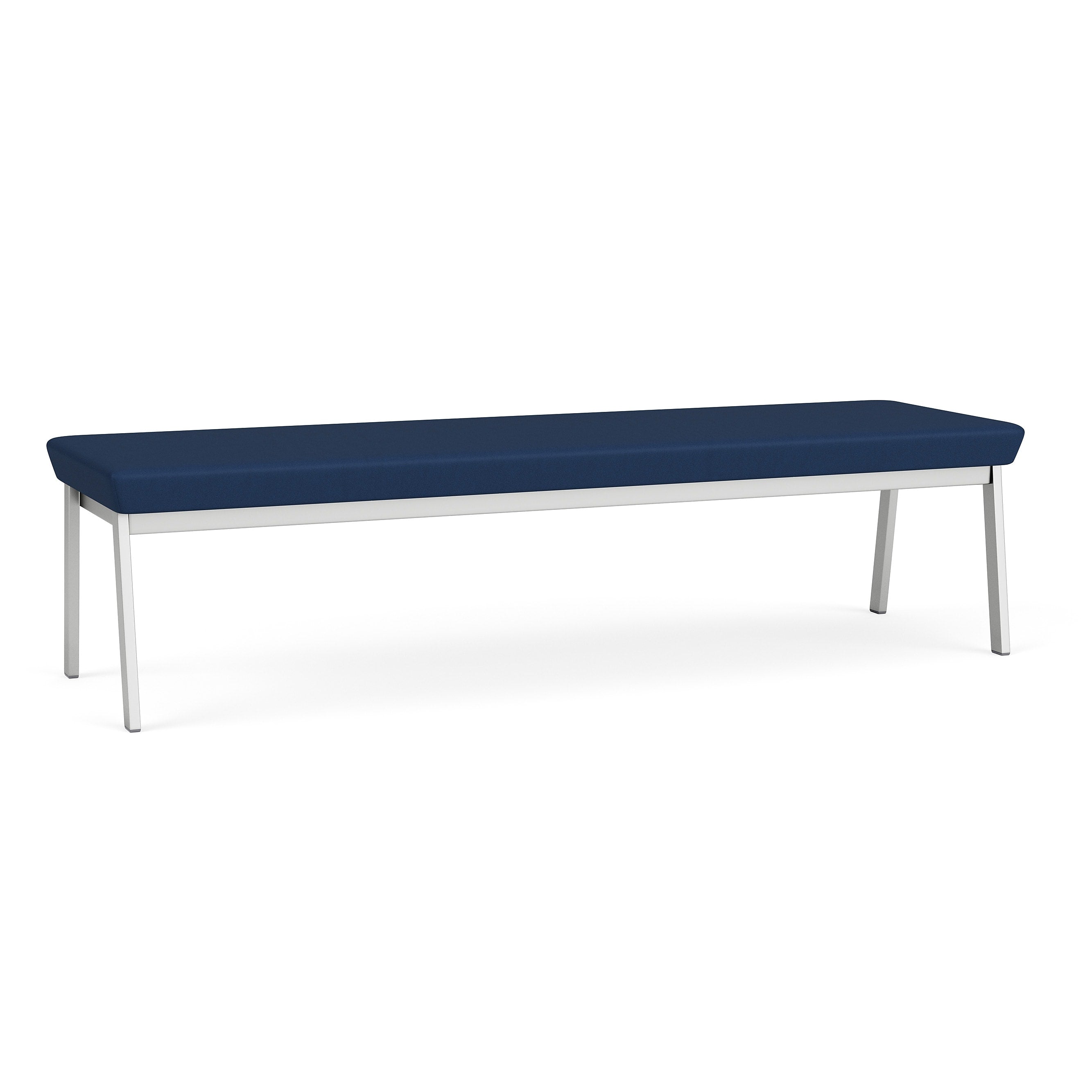 Lesro Newport Vinyl 3-Seat Waiting Reception Bench, Patriot Plus Imperial Blue/Silver (NP3001.SSV-01PPIB)