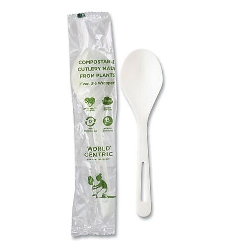 World Centric TPLA Compostable Cutlery, Soup Spoon, White, 750/Carton (WORSOPSI)