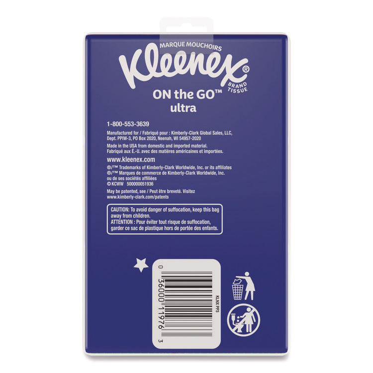 On The Go Packs Facial Tissues, 3-Ply, White, 10 Sheets/Pouch, 3 Pouches/Pack, 36 Packs/Carton