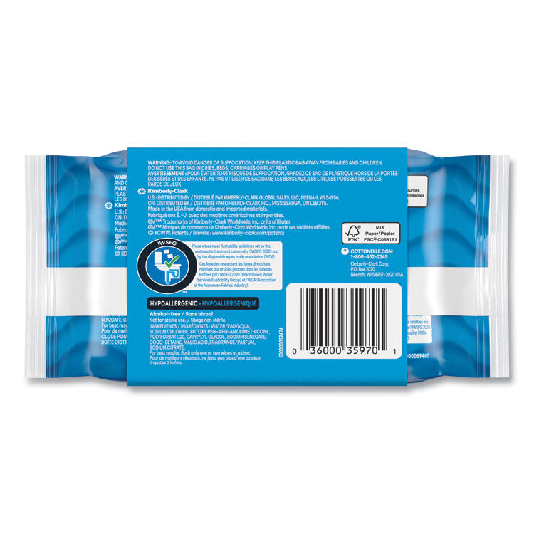 Fresh Care Flushable Cleansing Cloths, 1-Ply, 3.73 x 5.5, White, 84/Pack