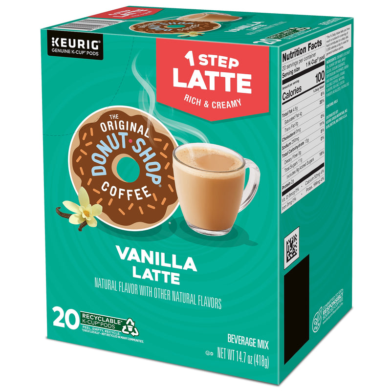 The Original Donut Shop One Step Vanilla Latte Coffee Keurig® K-Cup® Pods, Light Roast, 20/Box (381779)