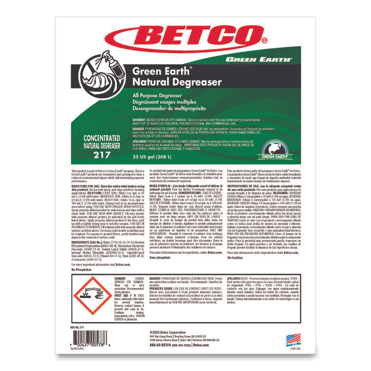 Green Earth Natural Degreaser, Mild Scent, 55 gal Drum
