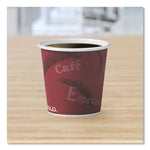 Single-Sided Poly Paper Hot Cups, 4 oz, Bistro Design, 50/Pack, 20 Packs/Carton