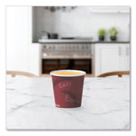 Single-Sided Poly Paper Hot Cups, 4 oz, Bistro Design, 50/Pack, 20 Packs/Carton