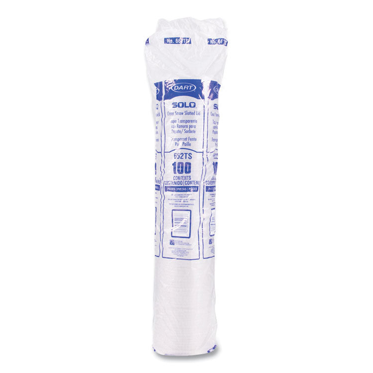Straw-Slot Cold Cup Lids, Fits 9 oz to 20 oz Cold Cups, Plastic, Clear, 100/Sleeve, 10 Sleeves/Carton