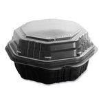 OctaView Hinged-Lid Hot Food Containers, 6.3 x 3.1 x 1.5, Black/Clear, Plastic, 200/Carton