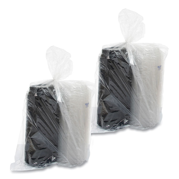 OctaView Hinged-Lid Hot Food Containers, 6.3 x 3.1 x 1.5, Black/Clear, Plastic, 200/Carton