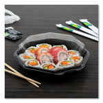 OctaView Hinged-Lid Cold Food Containers, 42 oz, 9.57 x 9.2 x 3.2, Black/Clear, Plastic, 100/Carton