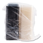 Hinged-Lid Dinner Box, 3 Compartments, 32 oz, 11.5 x 8.1 x 3, Black/Clear, Plastic, 100/Carton