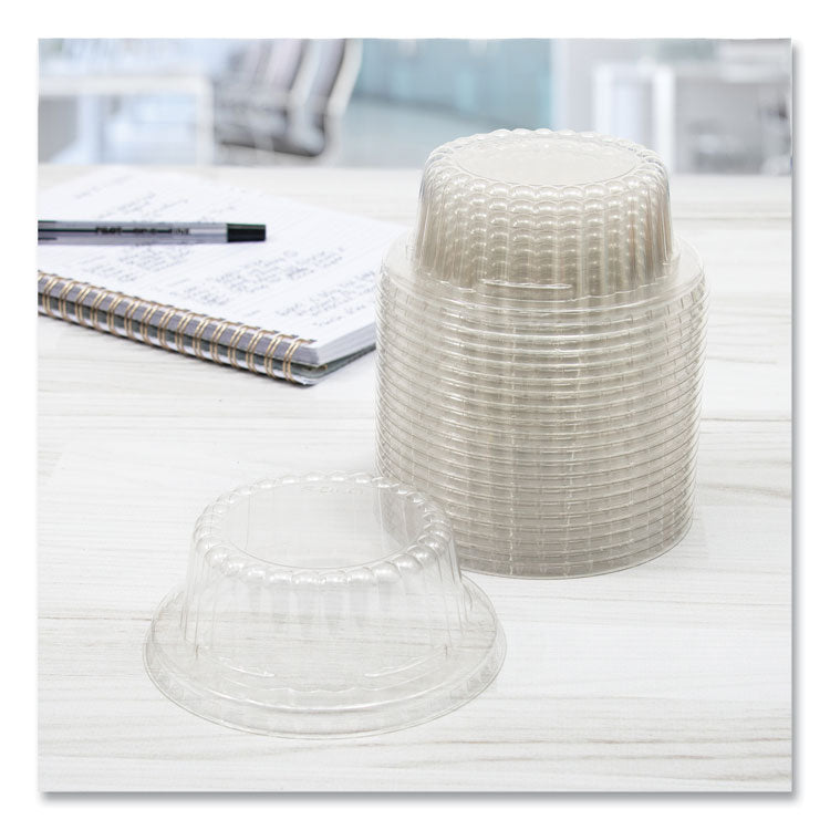Flat-Top Dome PET Plastic Lids, For 6 oz to 10 oz Containers, 3.96" Diameter x 1.25" h, Clear, 1,000/Carton