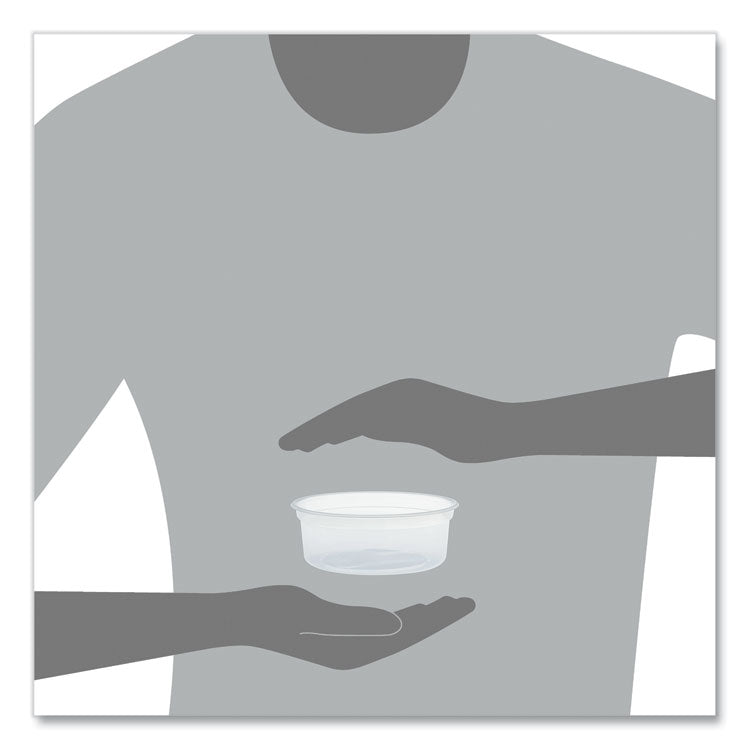 MicroGourmet Food Container, 8 oz, 4.1" Diameter x 1.14" h, Clear, Plastic, 500/Carton