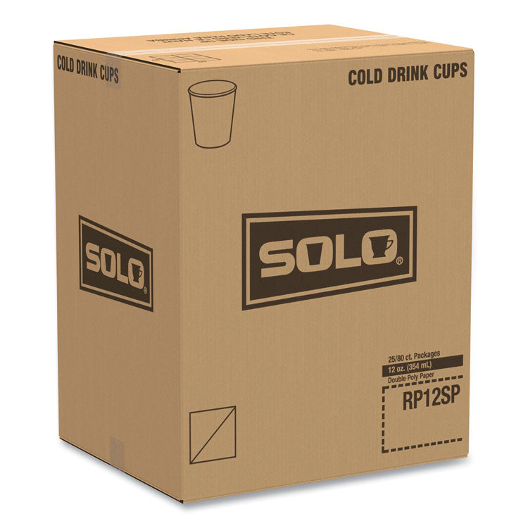 Double-Sided Poly (DSP) Paper Cold Cups, 12 oz, White, 2,000/Carton