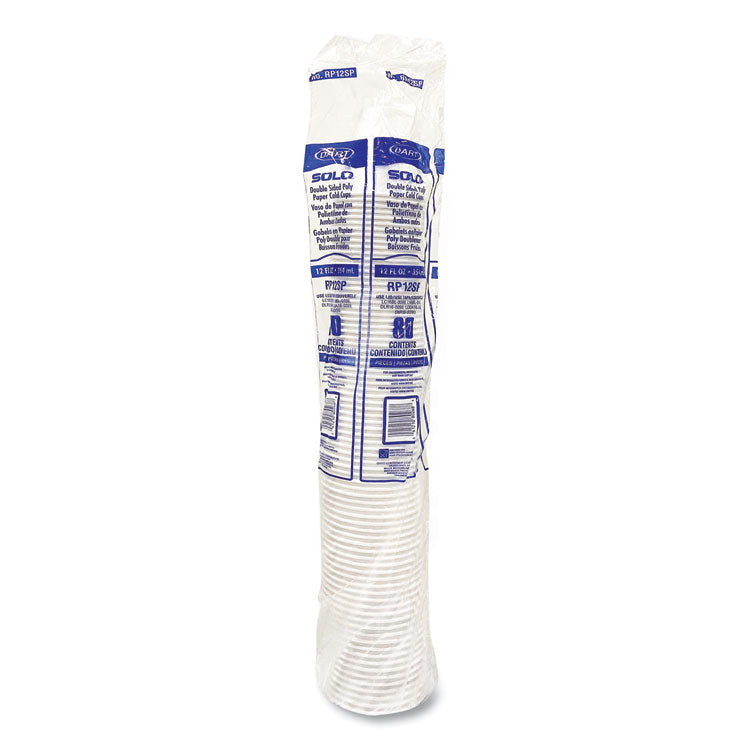 Double-Sided Poly (DSP) Paper Cold Cups, 12 oz, White, 2,000/Carton
