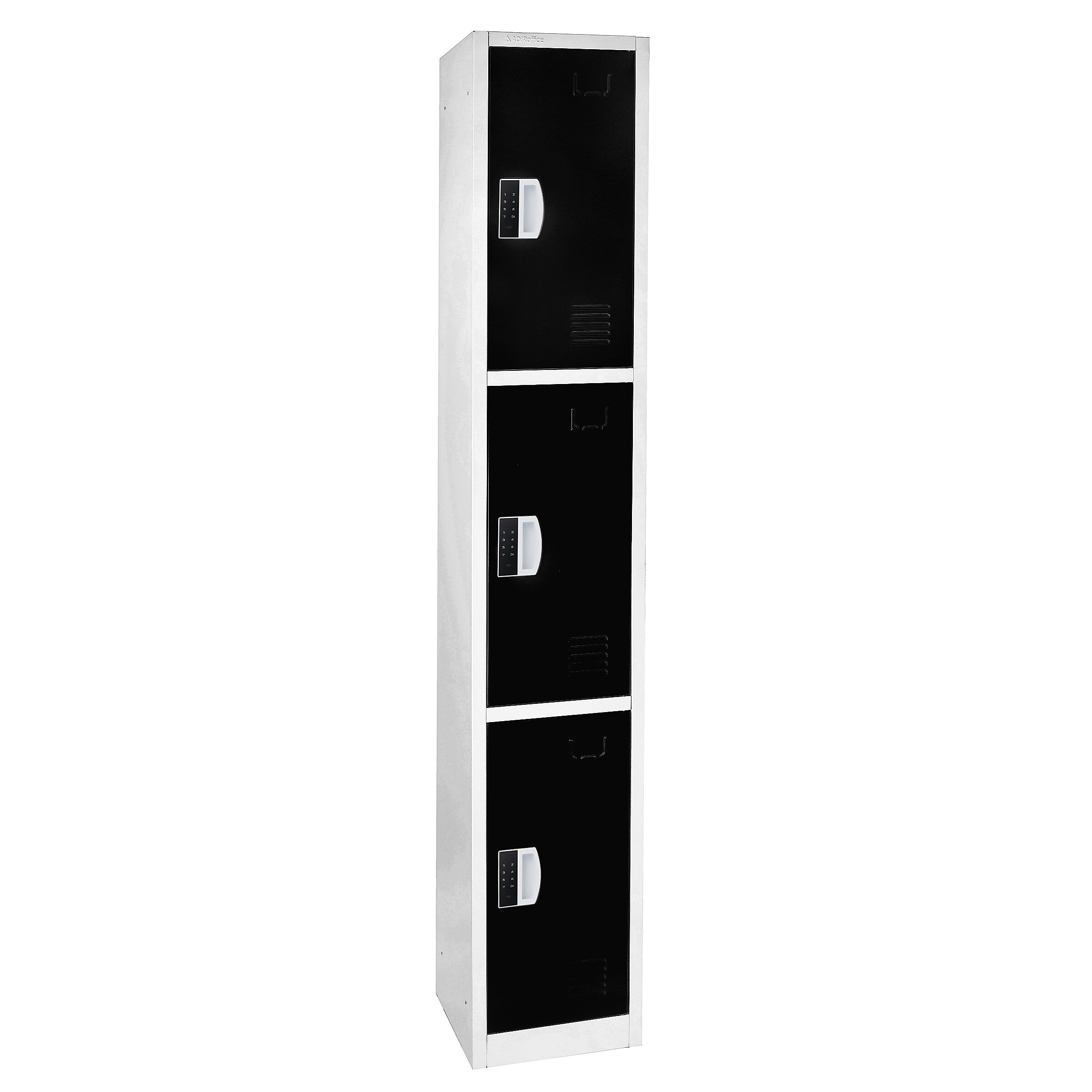 AdirOffice 72"H 3-Tier Black Storage Locker (ADI629-203-BLK-DL)