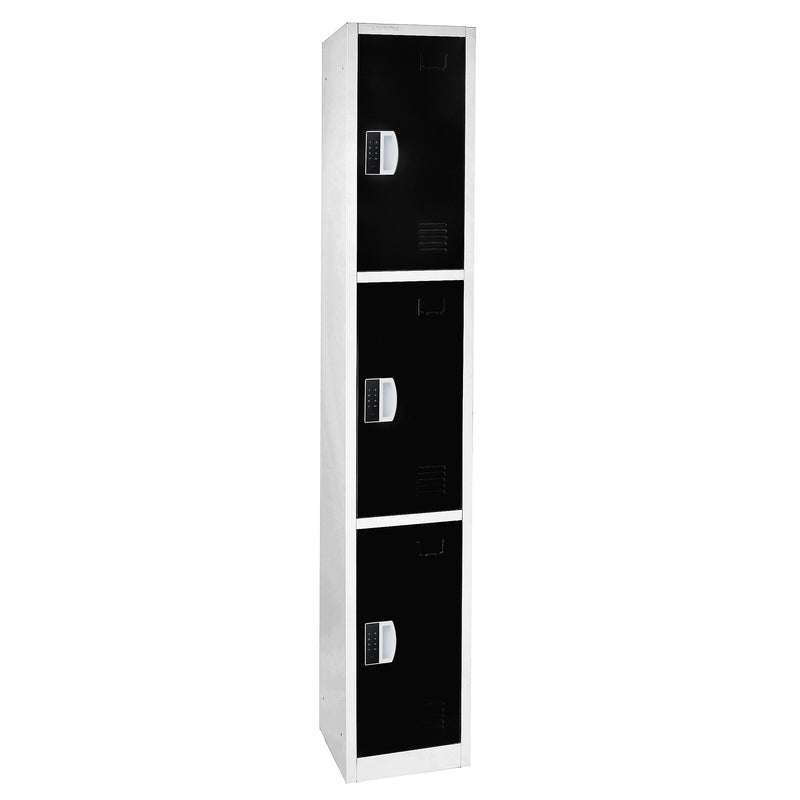AdirOffice 72"H 3-Tier Black Storage Locker (ADI629-203-BLK-DL)