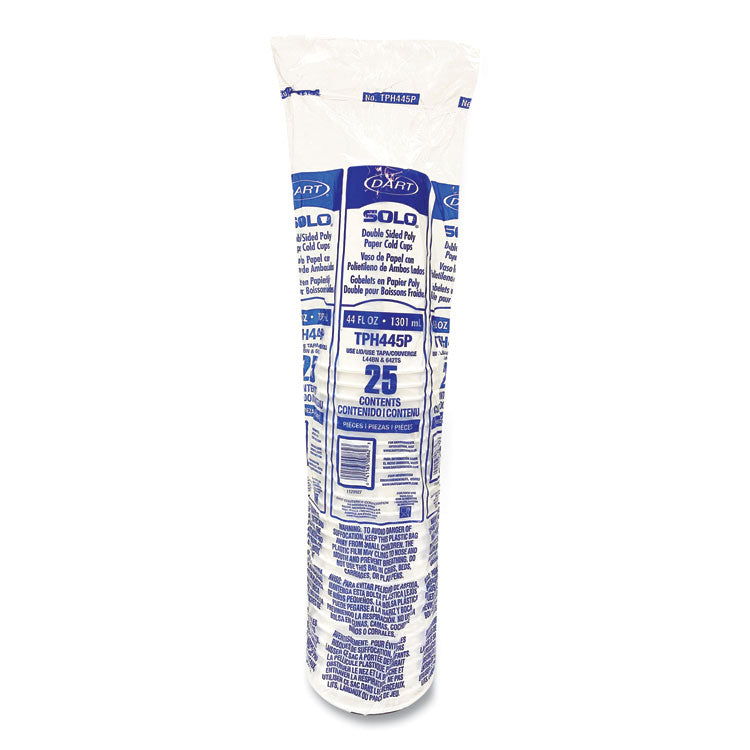 Double Sided Poly (DSP) Paper Cold Cups, 44 oz, White, 500/Carton