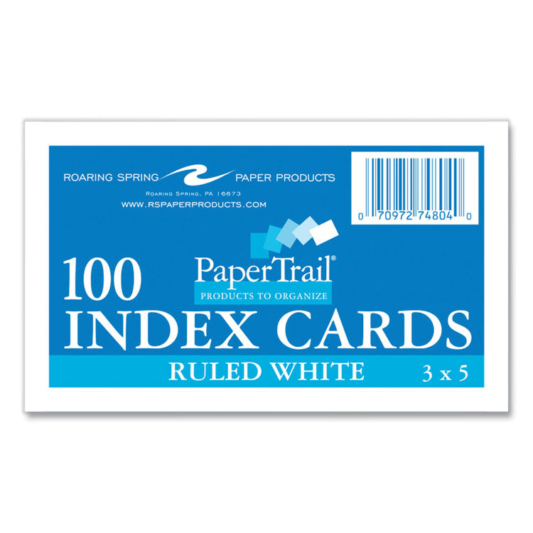White Index Cards, Narrow Ruled, 3 x 5, White, 100 Cards/Pack, 36/Carton