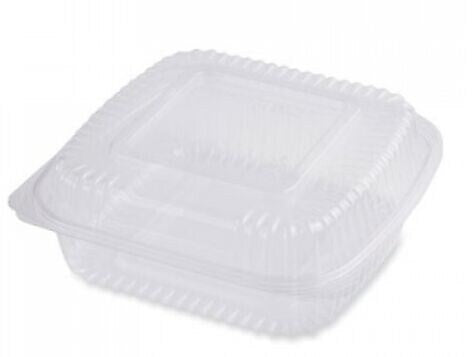 World Centric PLA Hinged Clamshells, 46 oz., 8.3" x 8.6" x 3.1", Clear, Plastic, 300/Carton (WORKLCS8N)