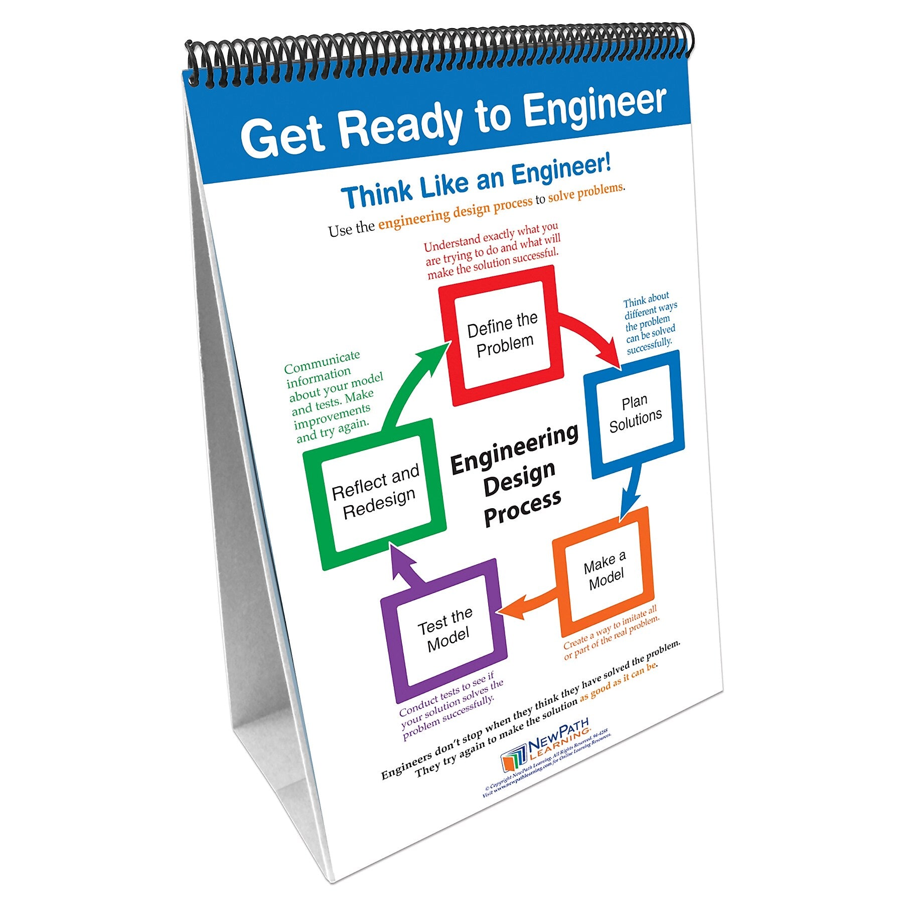 NewPath Learning STEM Engineering Design Process Classroom Flip Charts, Tabletop, 12" x 18", 10/Set (NP-343901)