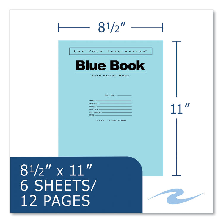 Examination Blue Book, Wide/Legal Rule, Blue Cover, (6) 11 x 8.5 Sheets, 500/Carton