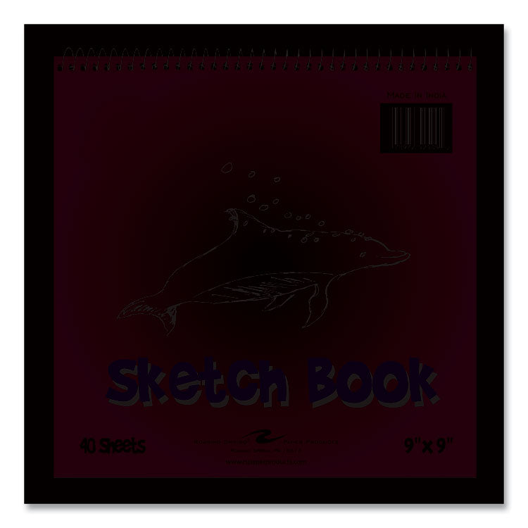 Kids Sketch Notepad, Green Cover, 40 White 9 x 9 Sheets, 12/Carton