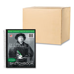 Sketch Book, 60 lb Drawing Paper Stock, Black/Green/White Cover, (100) 11 x 8.5 Sheets, 12/Carton