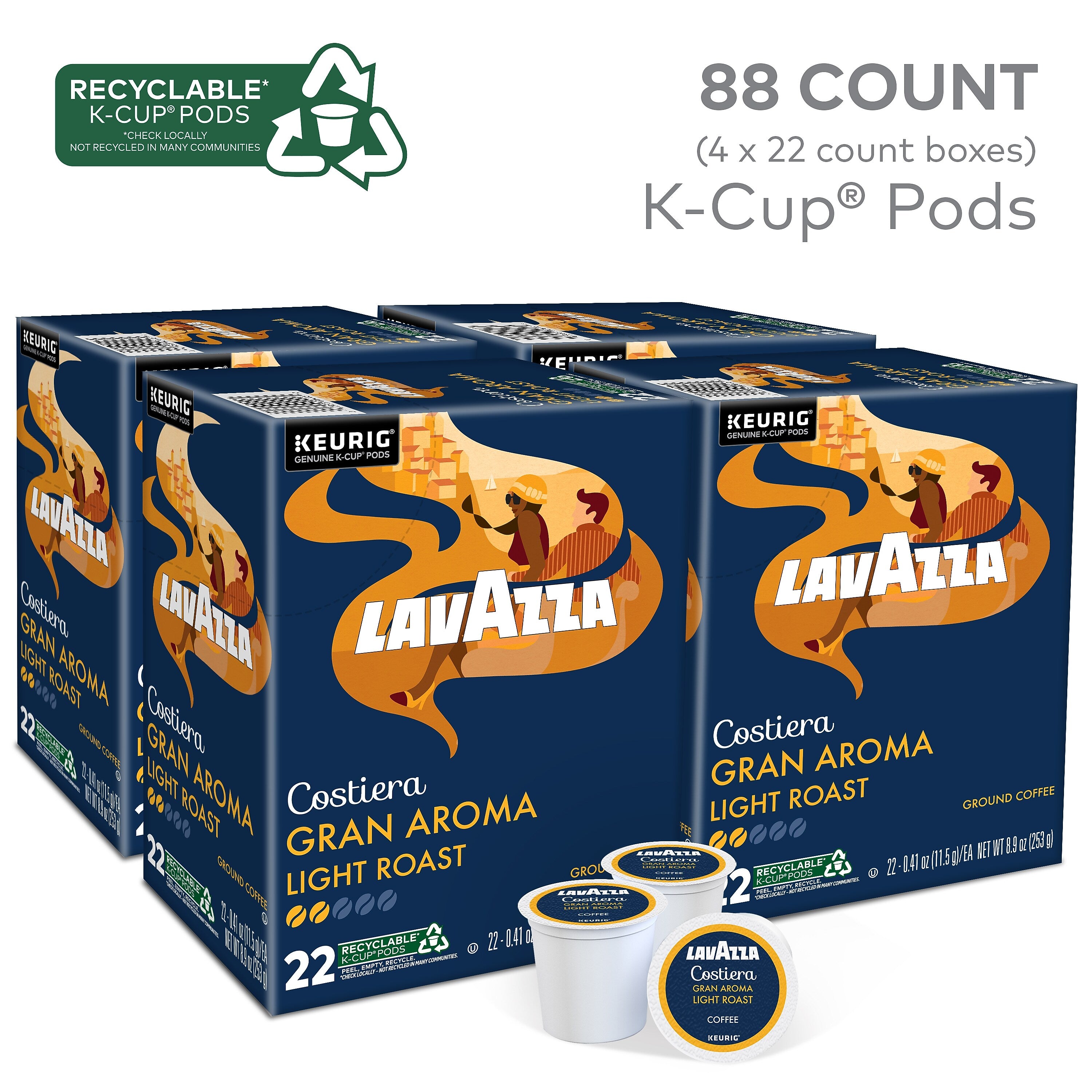 Lavazza Gran Aroma Coffee Keurig® K-Cup® Pods, Medium Roast, 88/Carton (6002CT)
