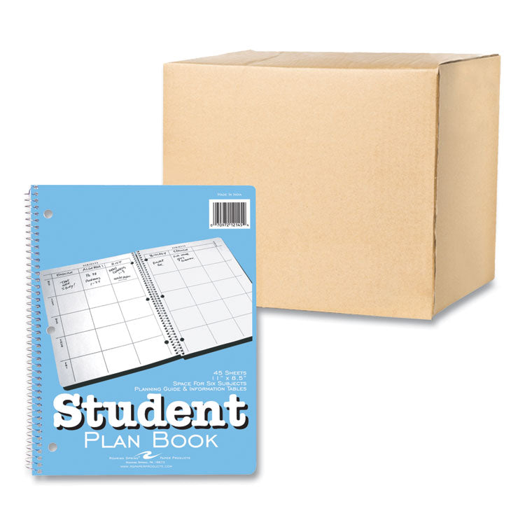 Student Plan Book, Homework/Assignment-Tracking, 22-Weeks: Six-Subject Day, Light Blue Cover, (45) 11 x 8.5 Sheets, 24/Carton