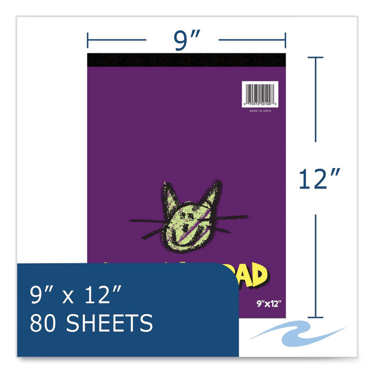 Kids Doodle Pad, 80 White 9 x 12 Sheets, 12/Carton