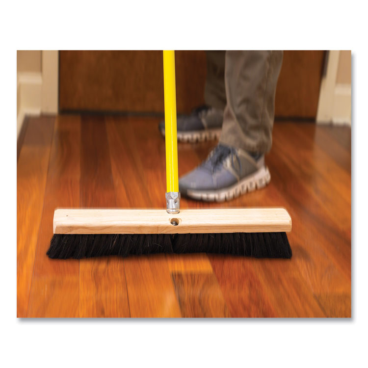 Tampico Push Broom Kit, 24" x 64" Metal Handle, Black/Yellow
