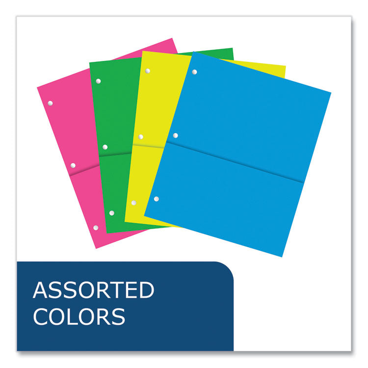Binder Pocket, 9 w x 11 h, Assorted Colors, 144/Carton