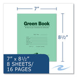 Recycled Exam Book, Wide/Legal Rule, Green Cover, (8) 8.5 x 7 Sheets, 600/Carton