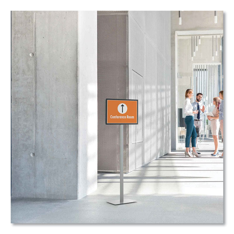 Info Basic Floor Stand, 55.31" Tall, Black Stand, 11 x 17 Face