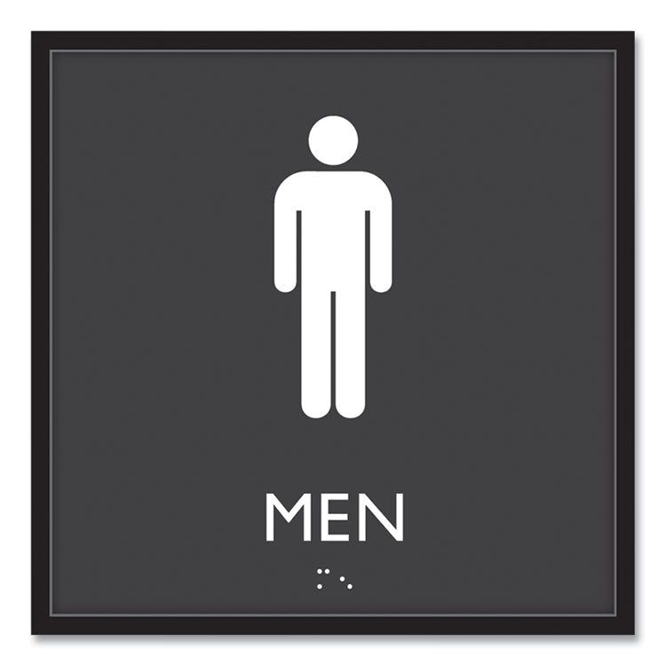 ADA Sign, Men, Plastic, 8 x 8, Clear/White