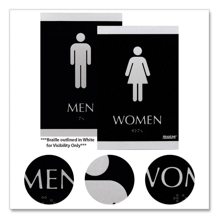 Century Series Office Sign, Men; Women, 6 x 9, Black/Silver